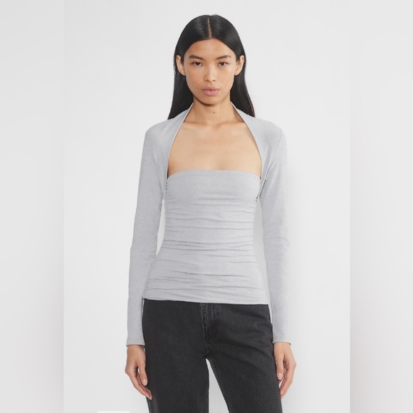 Aritzia Tops - Aritzia Contour Flourish Longsleeve Top Chrome Ruched Flattering Smoothing